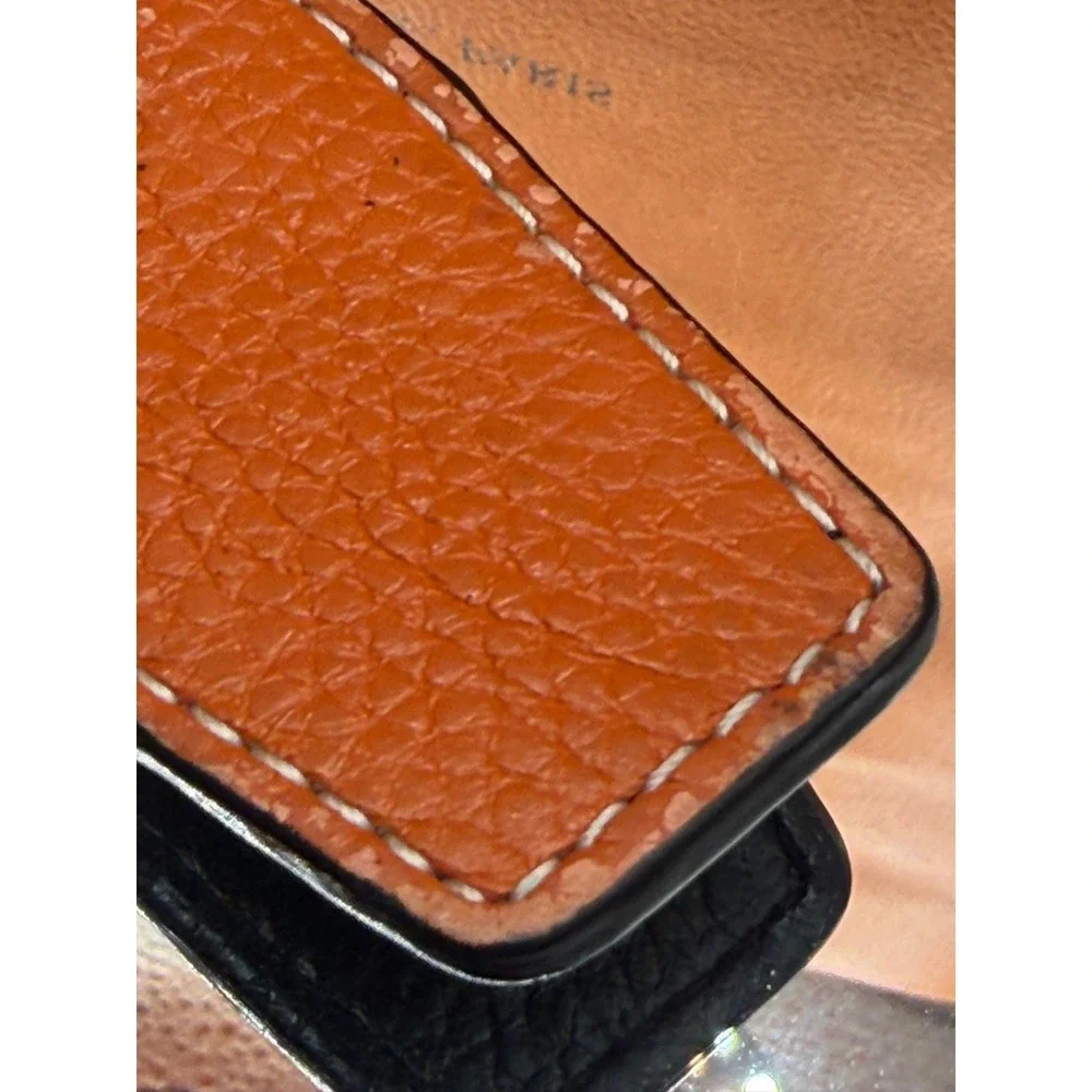 Hermes Reversible Belt Strap Black Orange Togo Epsom Leather 125cm France